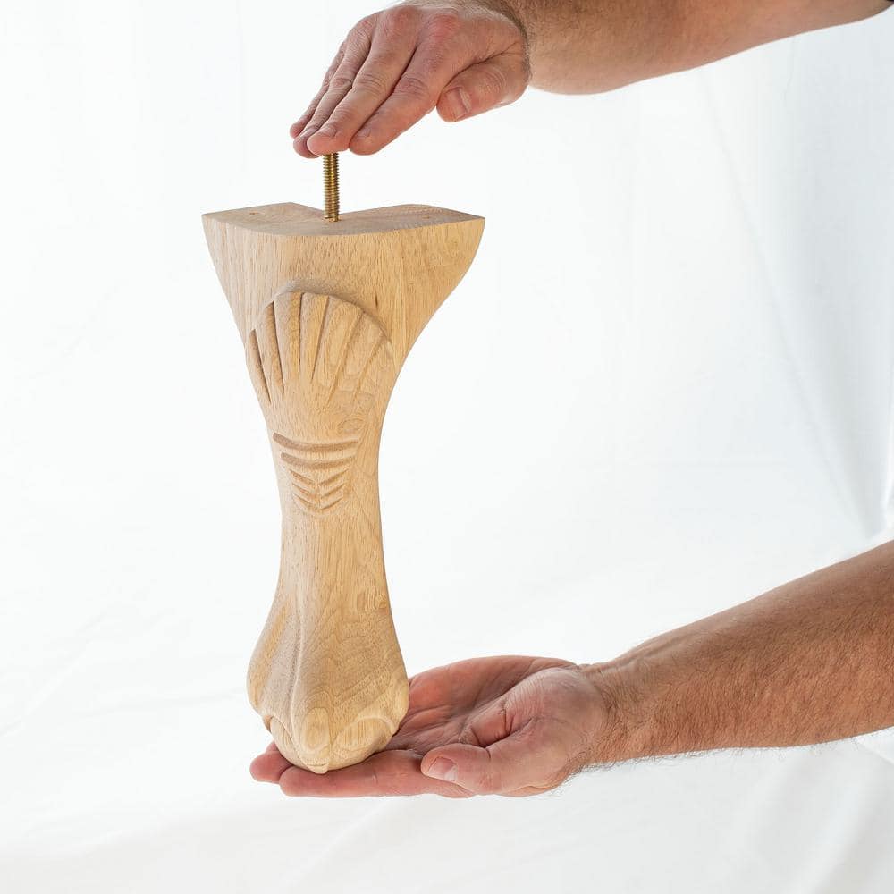 Unfinished Solid Hardwood Queen Anne Bun Foot Leg