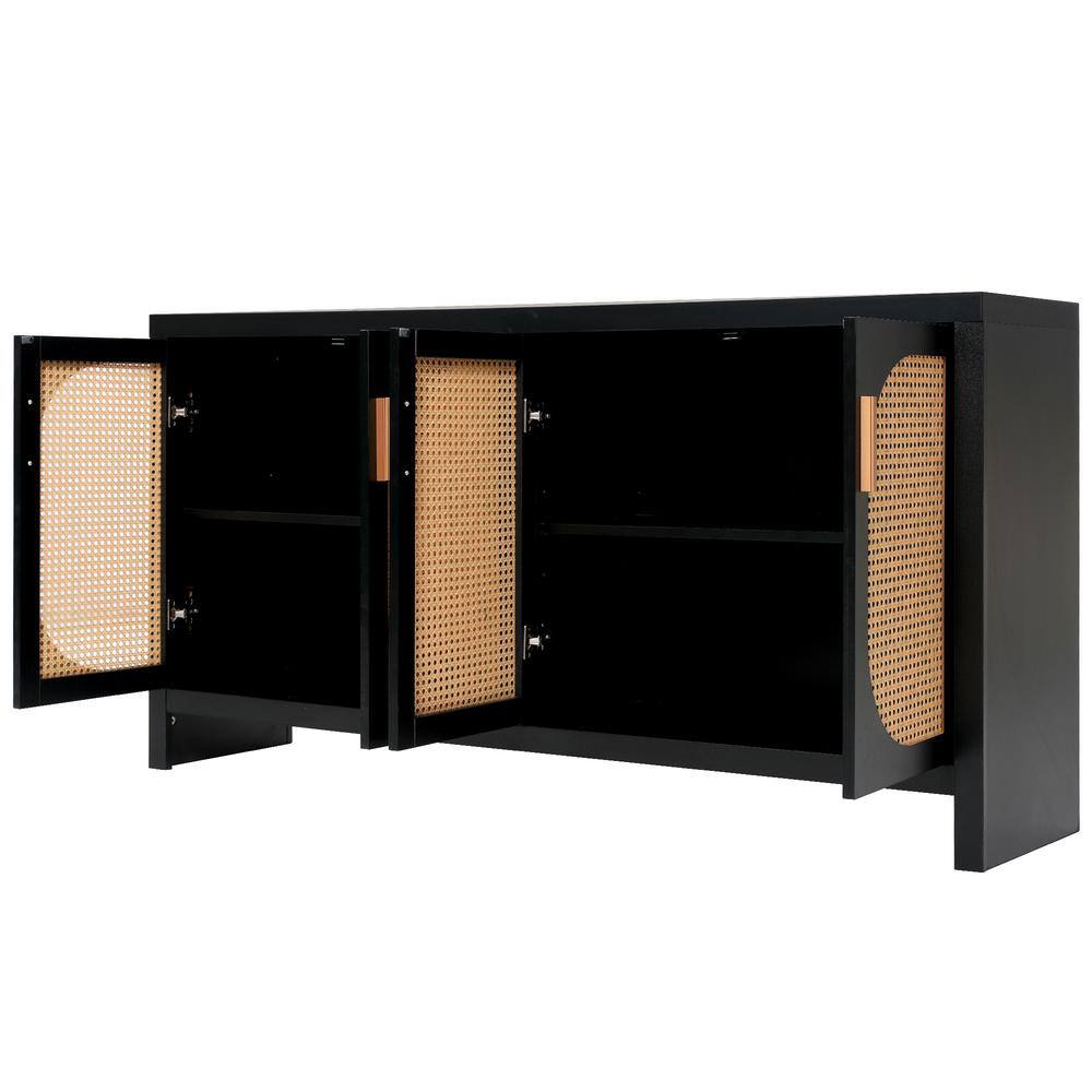 59.1 in. W x 13.8 in. D x 30.3 in. H Bathroom Black Linen Cabinet