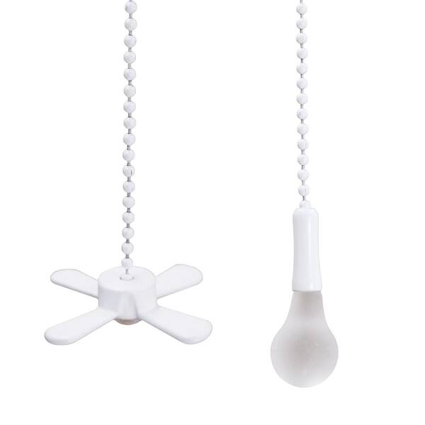 Commercial Electric 12 In White Light Bulb And Fan Pull Chain Set 804974 - Light Bulb Ceiling Fan Pull Chain