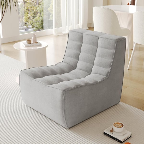 J&E Home 35.83 in. W Armless Linen Polyester Modular Reclining Sofa in. Gray