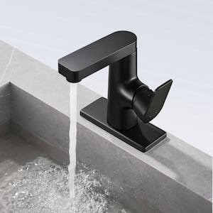 Minimalist Single Handle Single Hole Bathroom Faucet in Matte Black