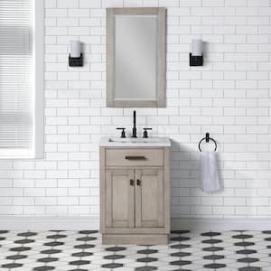 Chestnut 24 in. W x 21.5 in. D Vanity in Grey Oak with Marble Vanity Top in White with White Basin