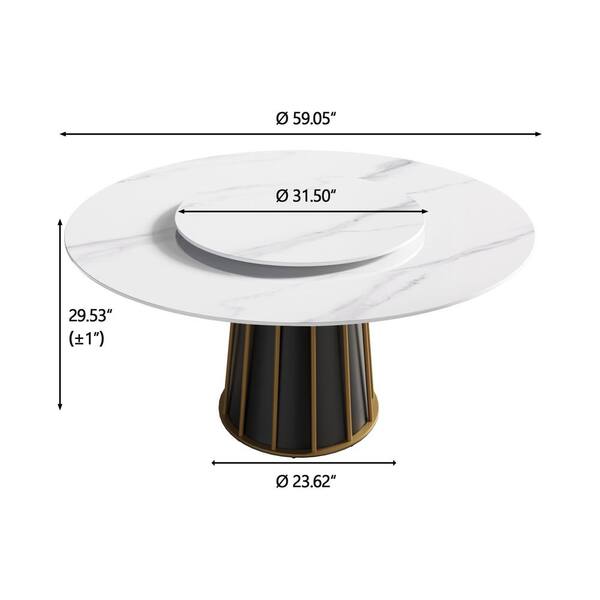 J&E Home 59.05in. Modern Round White Sintered Stone Top