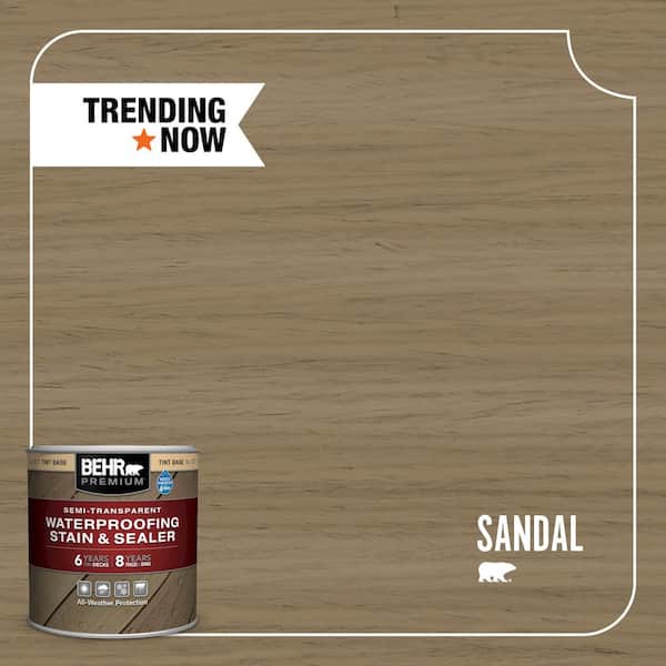 BEHR PREMIUM 8 oz. #ST-121 Sandal Semi-Transparent Waterproofing Exterior Wood Stain and Sealer Sample