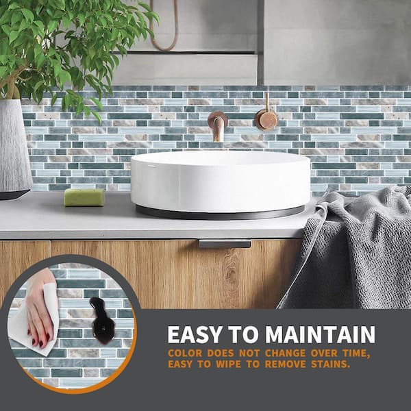 10-Sheet Peel and Stick Backsplash Tile, Stick on Tiles Backsplash for  Kitchen & Bathroom Waterproof Self-Adhesive Vinyl Wall Panels