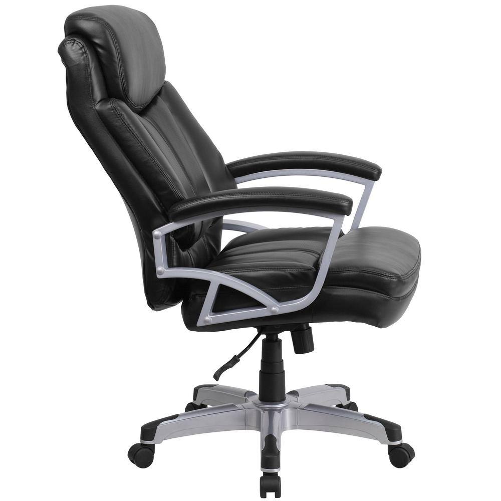 Faux Leather Swivel Office Chair in Black - Thumbnail 3