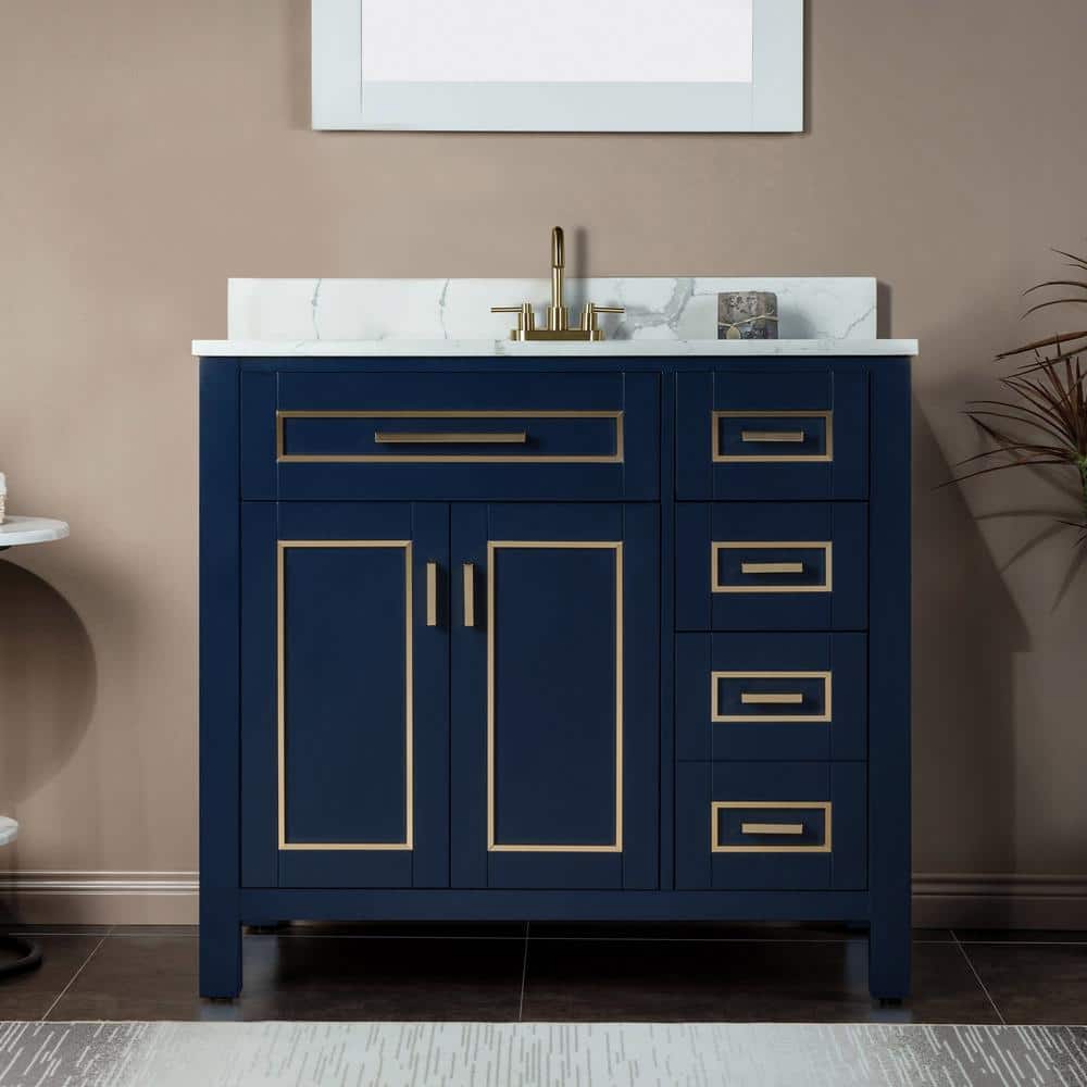WOODBRIDGE Millan 37 in.W x 22 in.D x 38 in.H Bath Vanity in Navy Blue