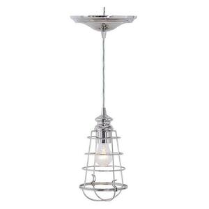 Cage 1-Light Brushed Nickel Pendant with Hardwire