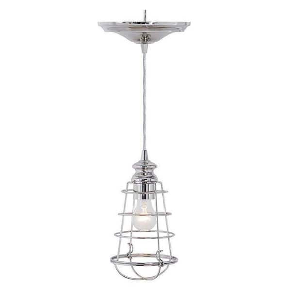 Home Decorators Collection Cage 1-Light Brushed Nickel Pendant with Hardwire