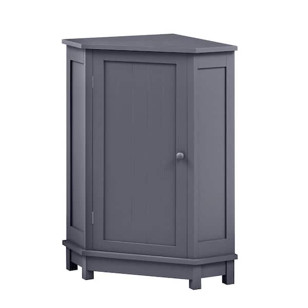 FUNKOL 17.5 in. W x 17.5 in. D x 31.4 in. Gray Linen Cabinet Triangle Corner Storage Cabinet with Adjustable Shelf Modern Style