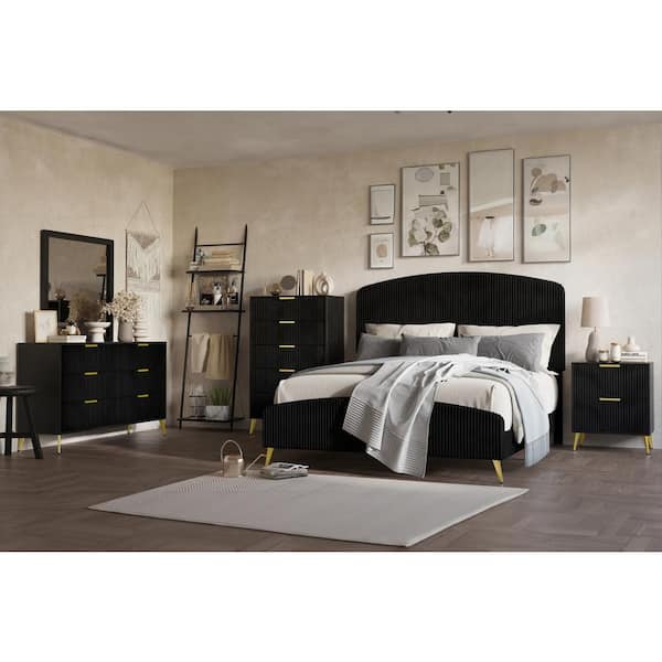 NEW CLASSIC HOME FURNISHINGS New Classic Furniture Kailani 5-Piece Black California King Wood Bedroom Set (B/DR/MR/CH/NS)