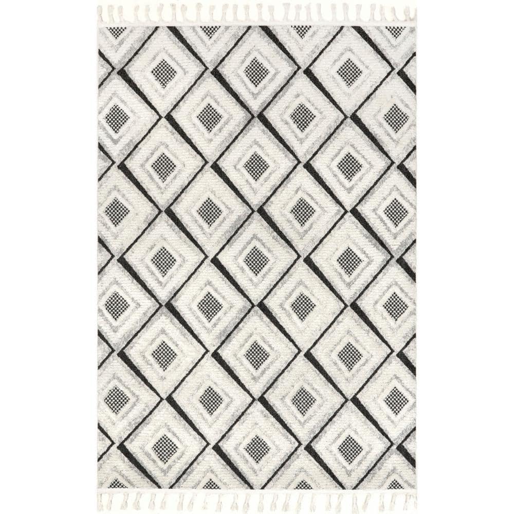nuLOOM Nerissa High/Low Diamond Tasseled Area Rug Beige 7' 10" ft. x 10