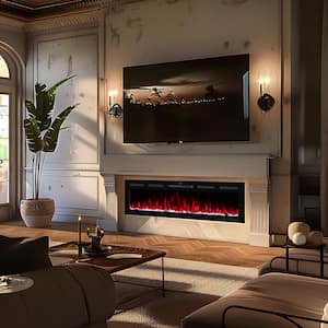 50 in. WiFi Electric Fireplace Inserts Wall Mounted Fireplace Heater with 13 Flame Colors Thermostat Timer App Control