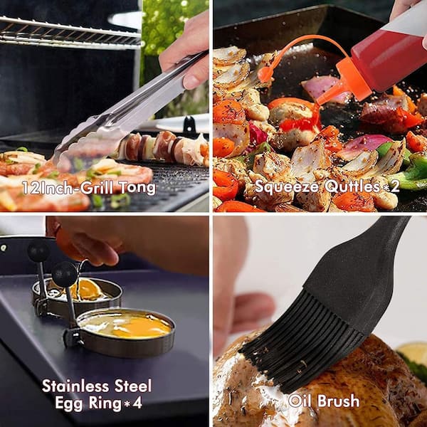 Stainless Steel 7 Air Fryer Accessories Food Tongs Oil Brush
