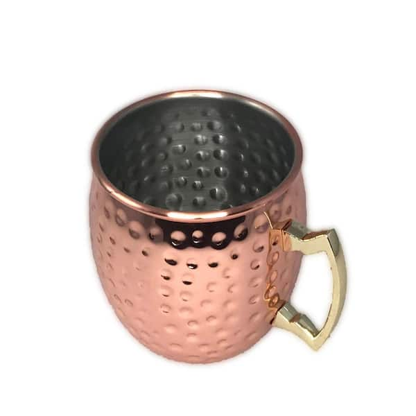 Oakland Living Solid Straight Pair of 100% Copper Mule Mug Cups with Straws 16 oz Hammered Handcrafted 5.5 L x 3.25 W x 4 H