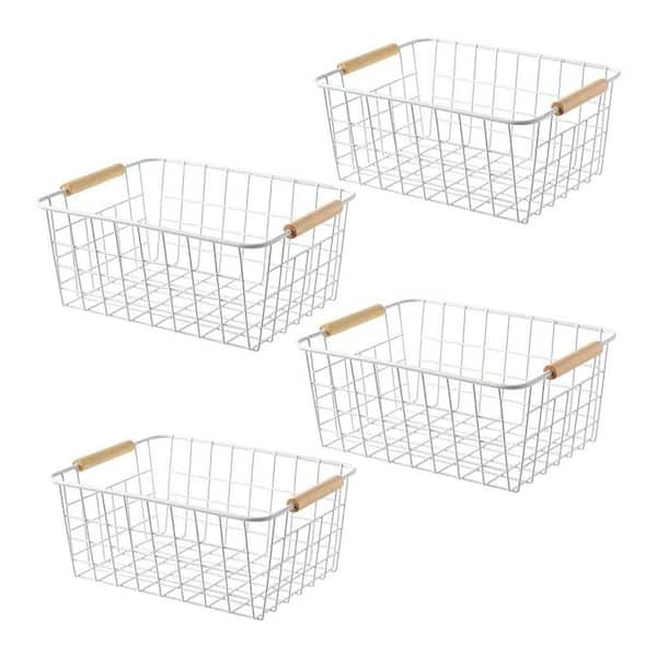 Unbranded White 11 in. x 4.8 in. Metal Decorative Basket (Set of 4)