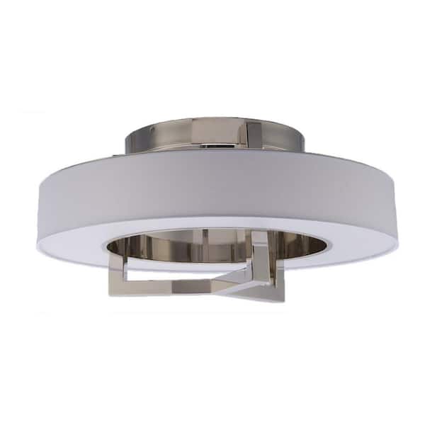 Madison 28 in. 1-Light 3000K Brushed Nickel LED Flush Mount