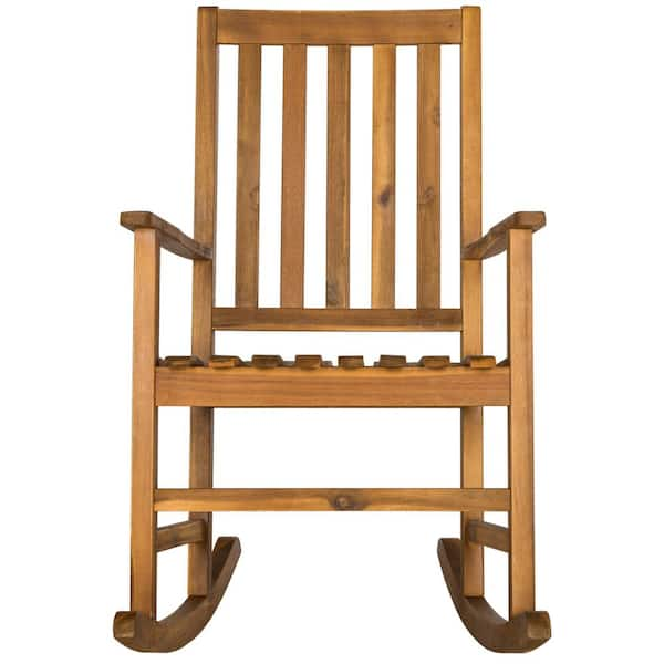 SAFAVIEH Barstow Natural Brown Acacia Wood Outdoor Rocking Chair