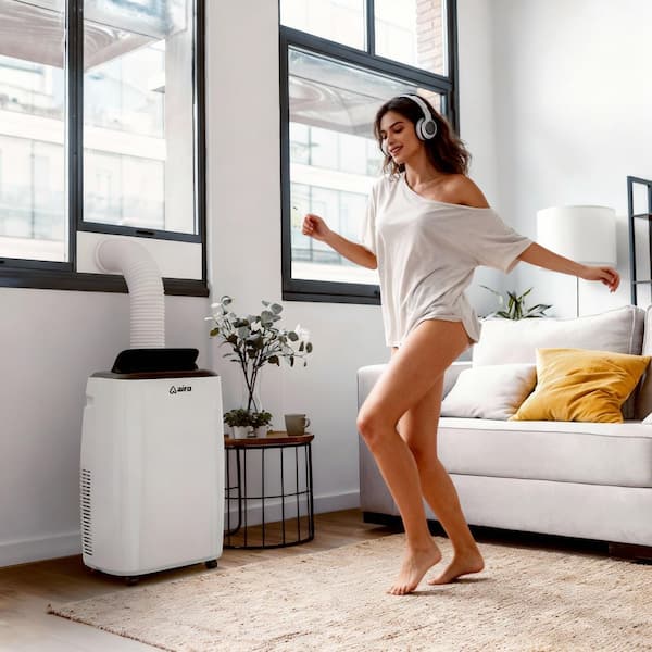 10,000 BTU (6,000 BTU DOE) Portable Air Conditioner Cools 450 sq. ft. with Dehumidifier and LCD Remote in White