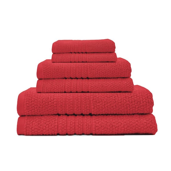 Softee 6-Piece Red Solid Cotton Bath Towel Set