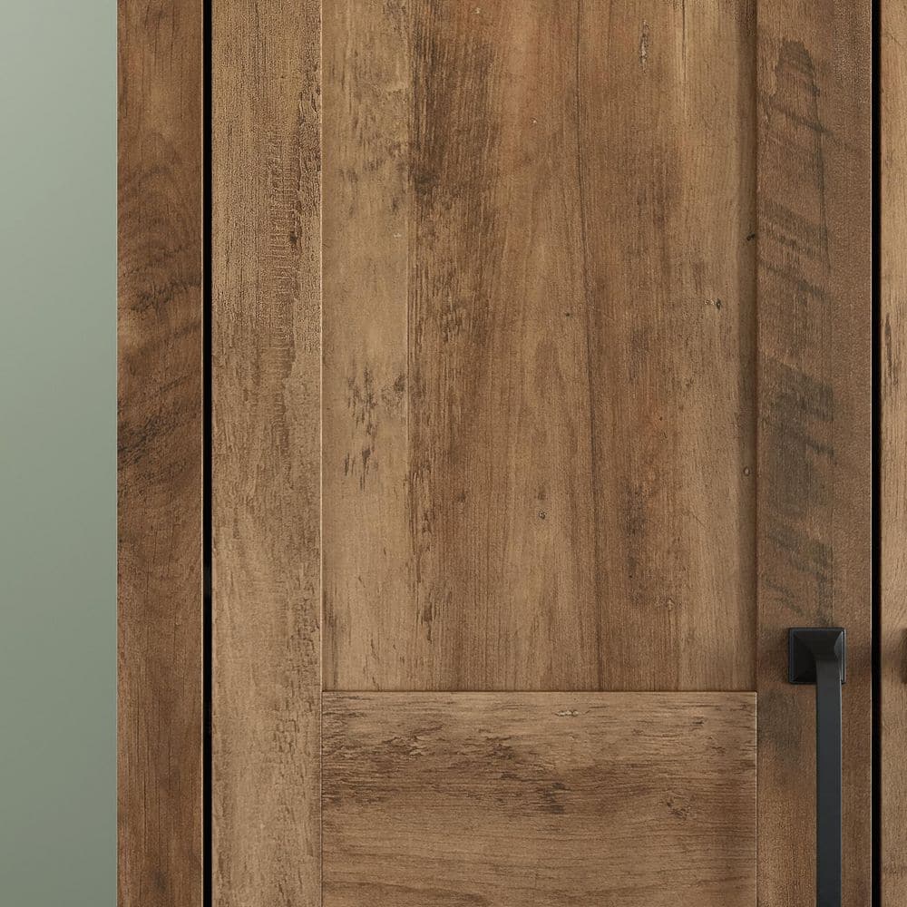 Tall Rustic Pine 2-Door Storage Cabinet with Adjustable Shelves