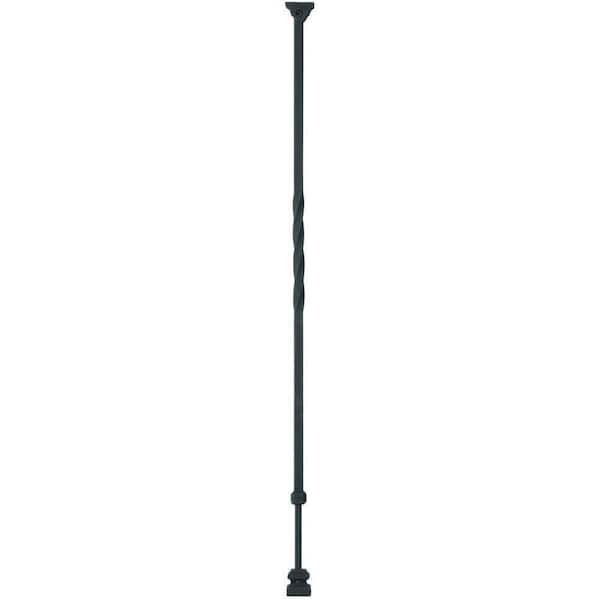 Ole Iron Slides 1/2 in. x 1/2 in. x 30-1/4 in. to 38 in. Satin Black Wrought Iron Twist Adjustable Baluster