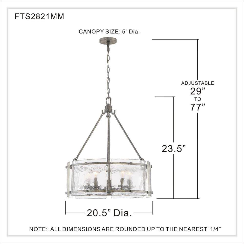 Mottled Silver Drum Pendant Light with Textured Glass