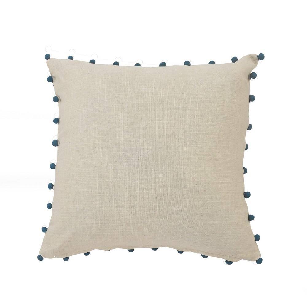 Navy and Off-White Bohemian Floral Square Throw Pillow