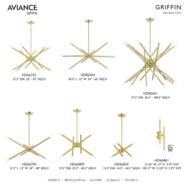 AVIANCE LIGHTING Griffin-6 Light Satin Brass Chandelier