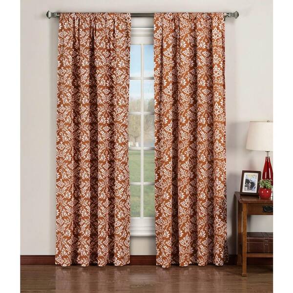 Window Elements Rust Ikat Rod Pocket Room Darkening Curtain - 52 in. W x 96 in. L (Set of 2)