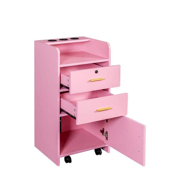 Pink filing online cabinet on wheels