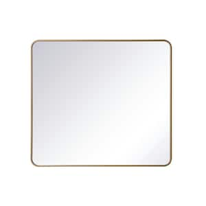 Timeless Home 40 in. H x 36 in. W Brass Modern Soft Corner Rectangular Wall Mirror