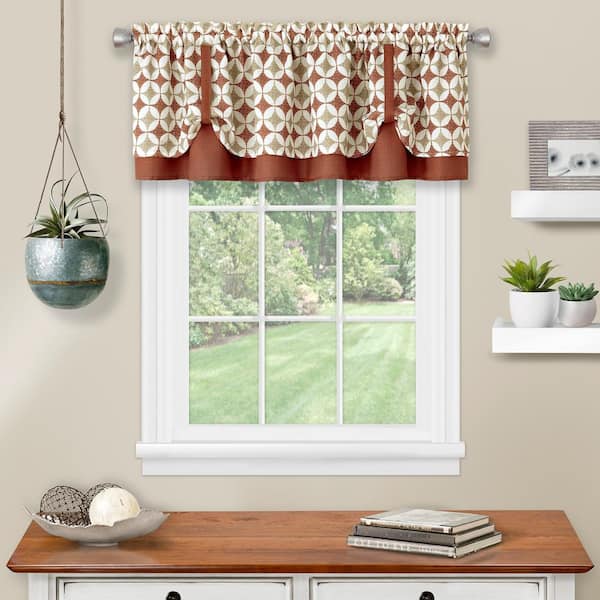ACHIM Callie 14 in. L Polyester Window Curtain Valance in Spice/Tan