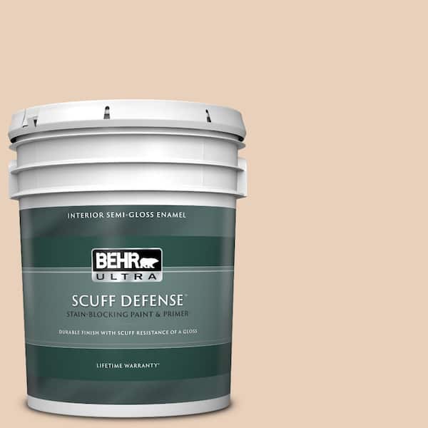BEHR ULTRA 5 gal. #S230-1 Buff Tone Extra Durable Semi-Gloss Enamel Interior Paint & Primer