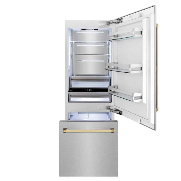 Brushed Stainless Steel Digital Refrigerator and Freezer