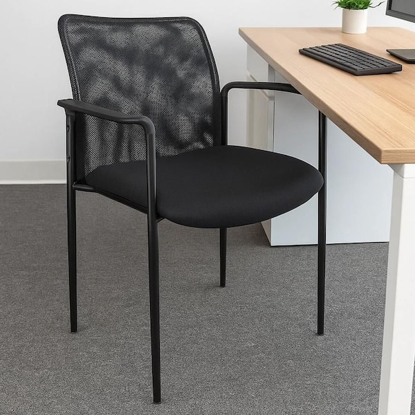 Vayu Mesh Upholstered Ergonomic Guest Chair in Black with Non-Adjustable Arms