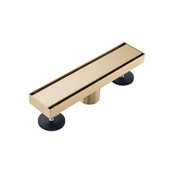 Tahanbath 2.75 in. W x 12 in. D Stainless Steel Decorative Drain Cover with Brushed Gold