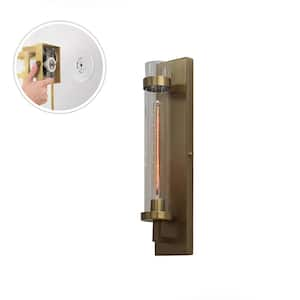 Luciano 4.5 in. Plug and Play 1-Light Lacquered Brass Wall Sconce