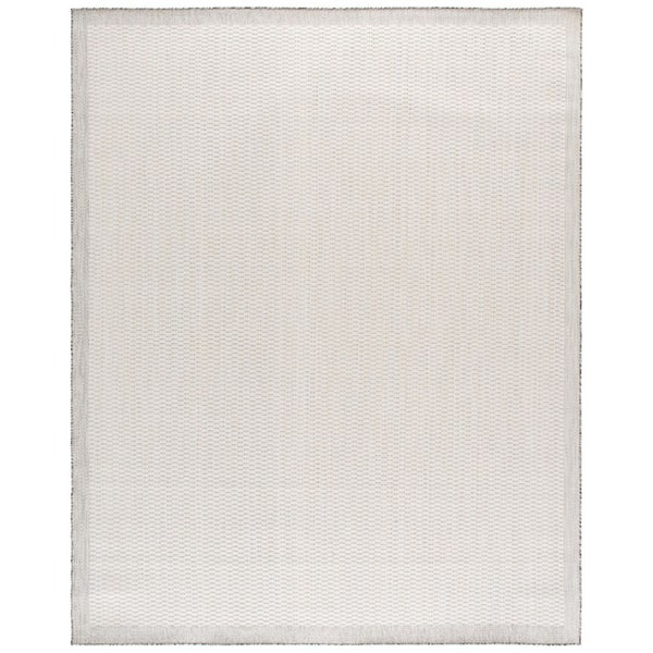 Beach House 9 ft. x 12 ft. Ivory/Light Gray Geometric Border Indoor/Outdoor Area Rug