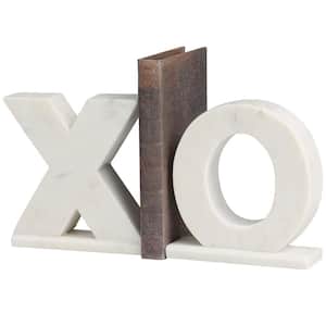 White Marble Sleek X and O Bookends (Set of 2)