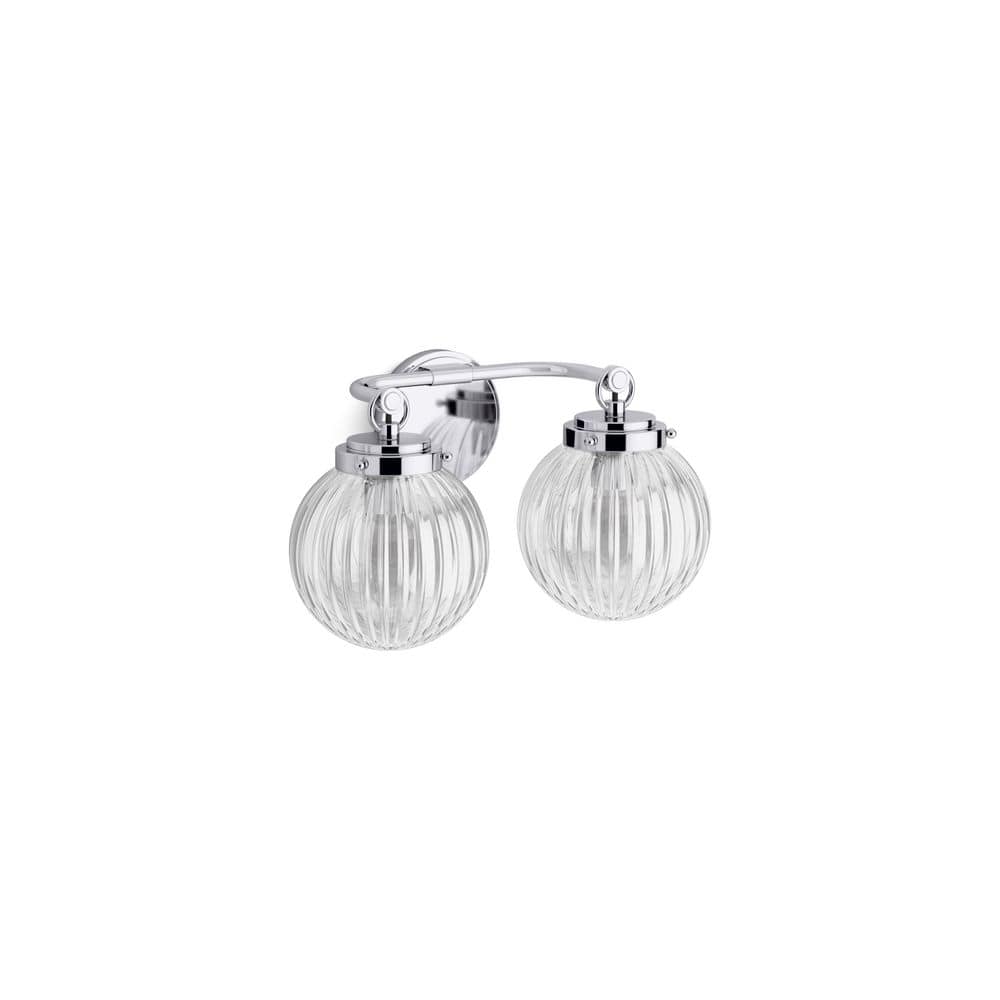 Polished Chrome Two-Light Sconce with Glass Spheres