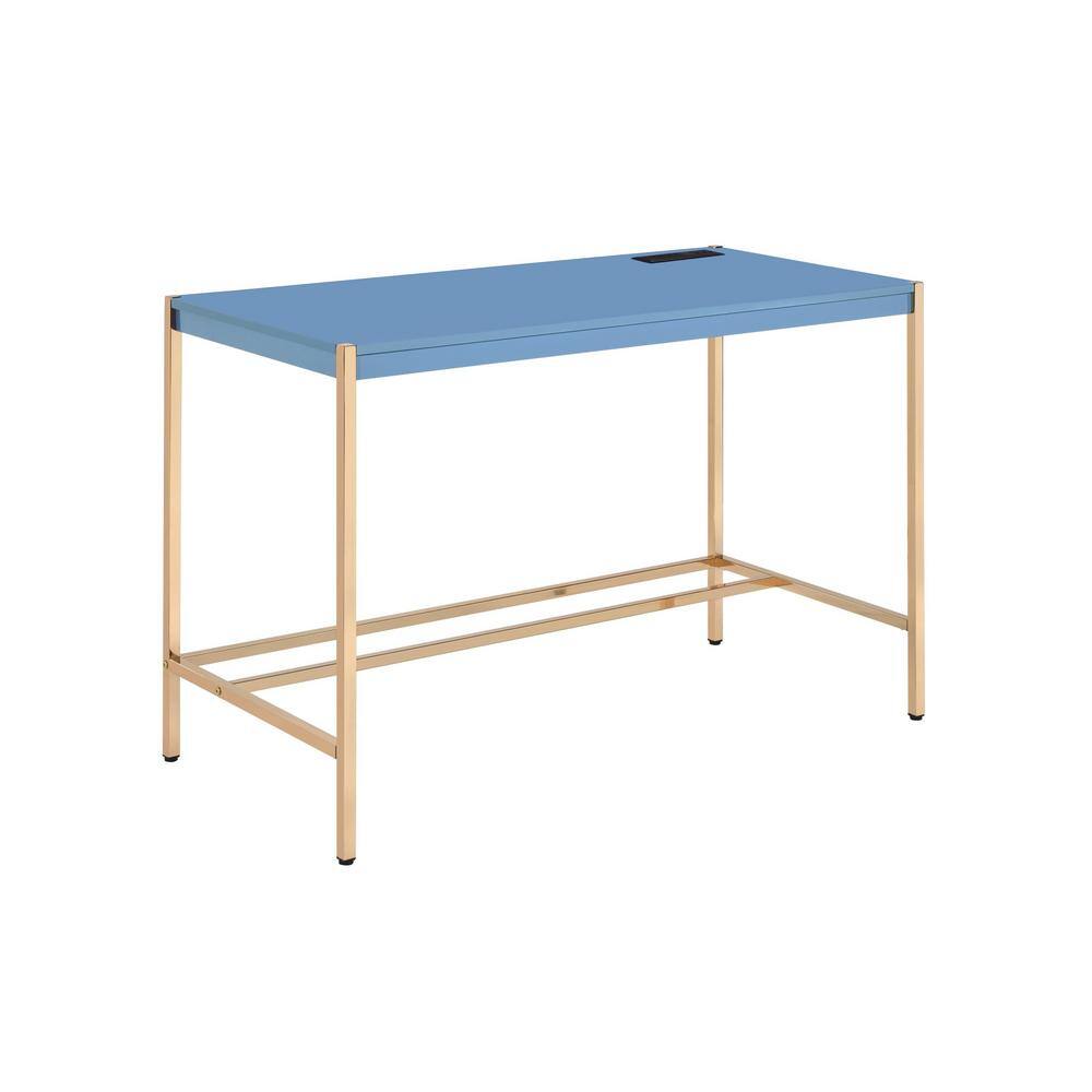 HomeRoots 42 in. Rectangular Navy-Blue Manufactured Wood Writing Desk ...