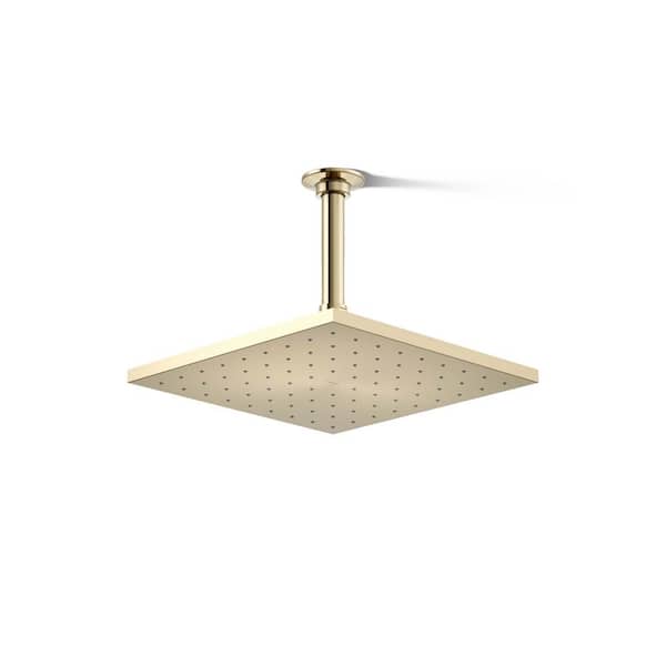 KOHLER Contemporary Square 1-Spray Patterns 1.75 GPM 10 in. Ceiling Mount Rainhead Fixed Shower Head in Vibrant French Gold
