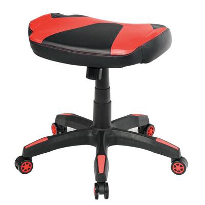 Red Swivel Adjustable Faux Leather Padded Office Stool Gaming Chair