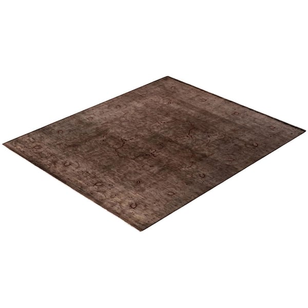 Overdyed Brown 8 ft. 3 in. x 9 ft. Wool Indoor Area Rug