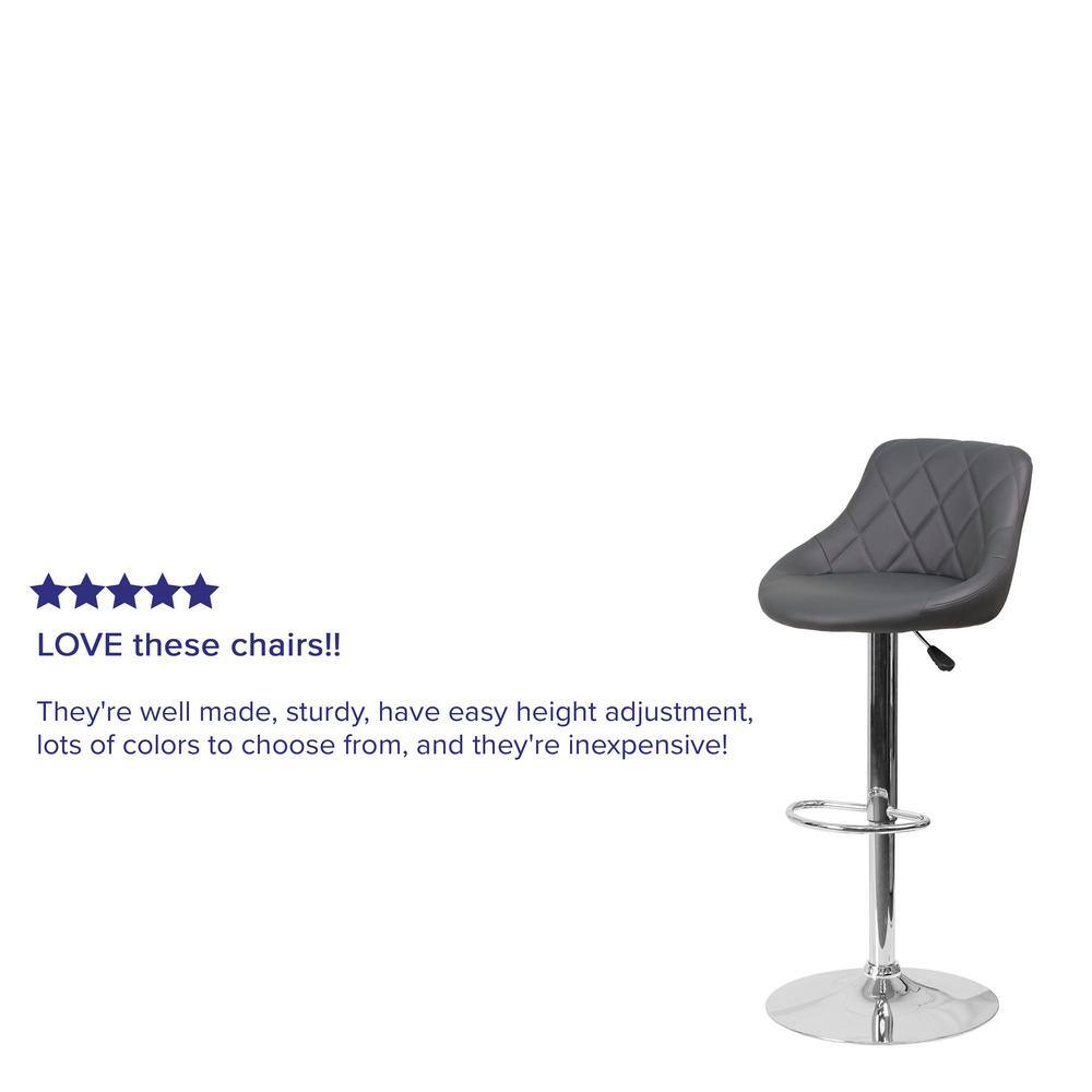 Contemporary Gray Vinyl Adjustable Swivel Barstool with Chrome Base