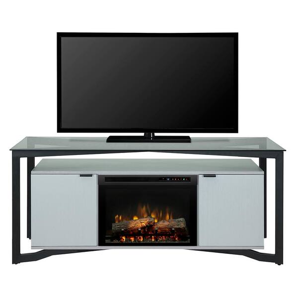 Dimplex Christian 70 in. Freestanding Electric Fireplace TV Stand Media Console in Silver Wave