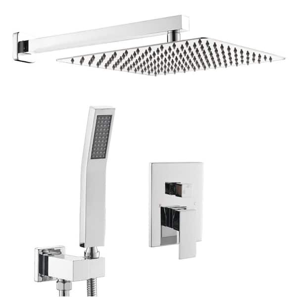 High Pressure 1-Spray Dual Head Wall Mounted Fixed and Handheld Shower Head 1.8 GPM in Chrome for Bathroom