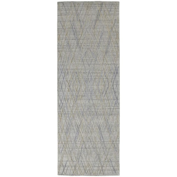 2 ft. x 8 ft. Gray, Ivory Abstract Runner Rug