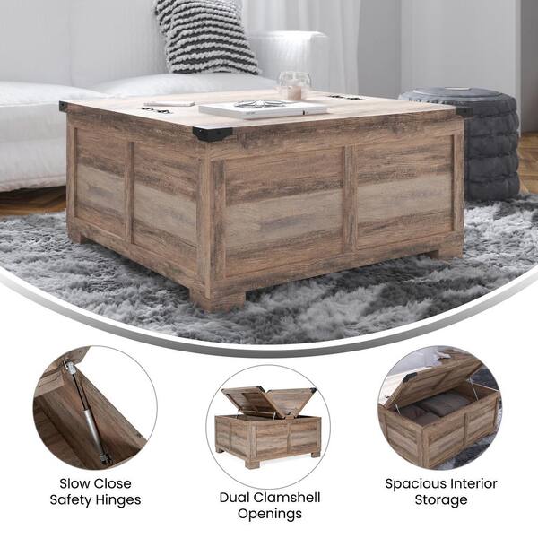 Gray wash square coffee table discount